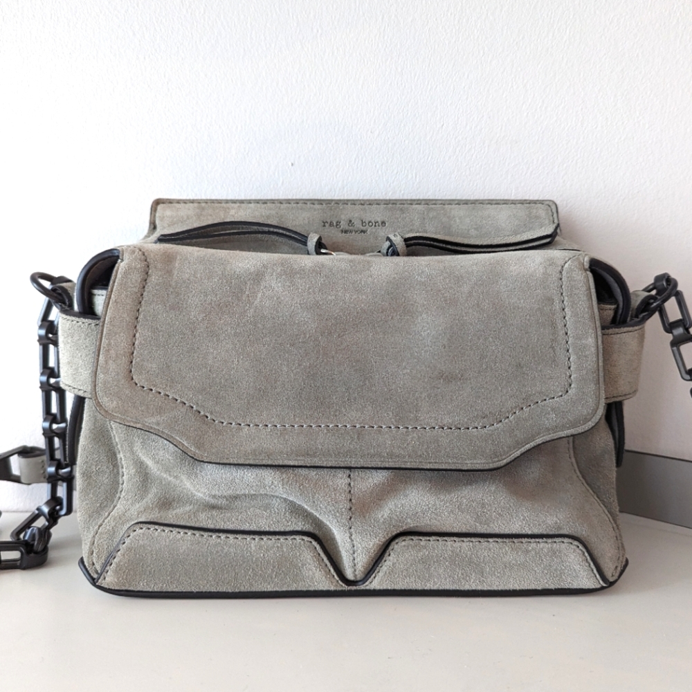 Rag & Bone Grey Suede Chain Link Bag